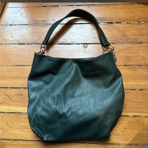 Dark Green Leather Hobo Bag